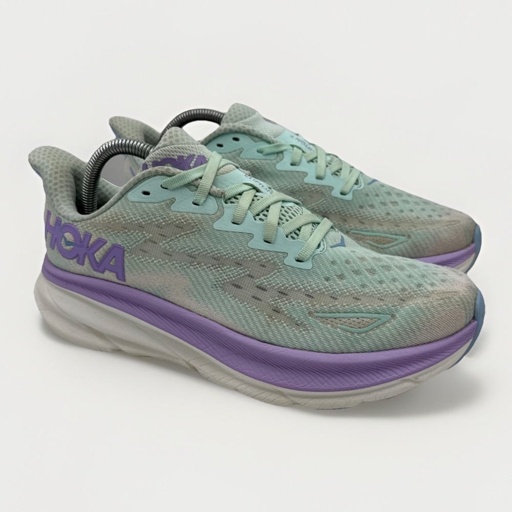 Hoka One One Clifton 9 Womens 8.5 B Running Shoes 1127896 GLLS Gray Blue